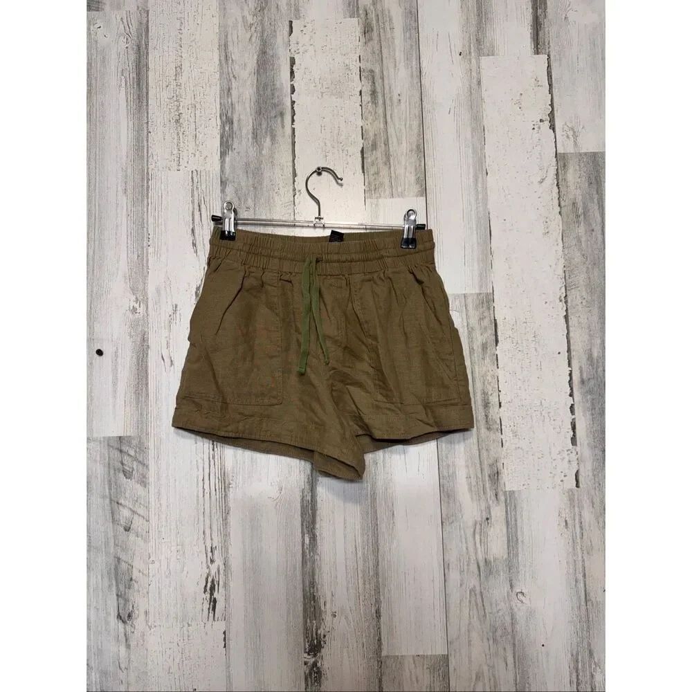 Forever 21 Olive Green Linen Blend Shorts Womens Size Extra Small XS Drawstring